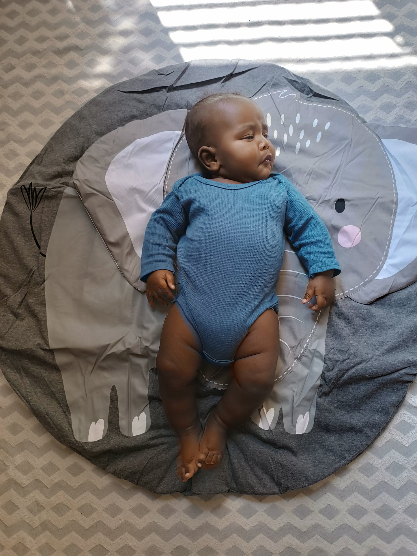 Baby Play Mat Padded Round Elephant Pattern