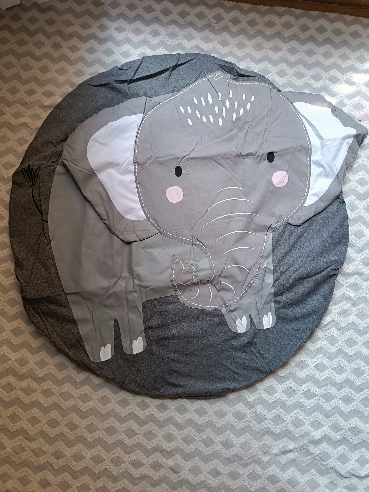 Baby Play Mat Padded Round Elephant Pattern