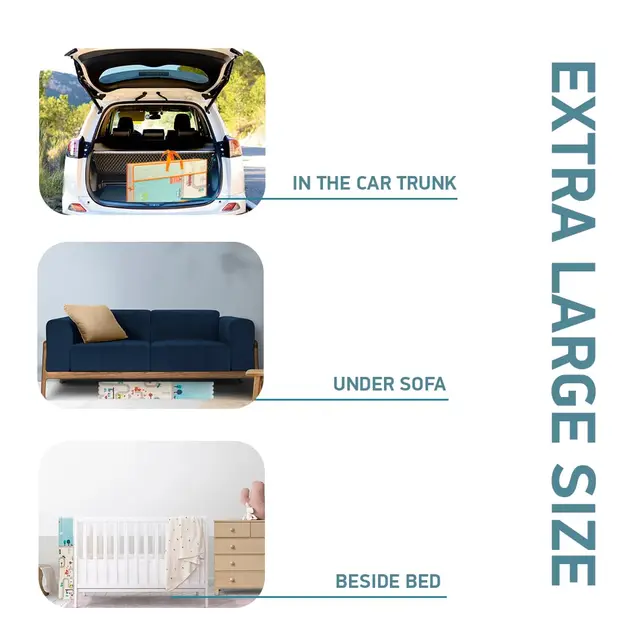 Foldable Double-Sided Non-Slip Playmat - Crescents + Shapes