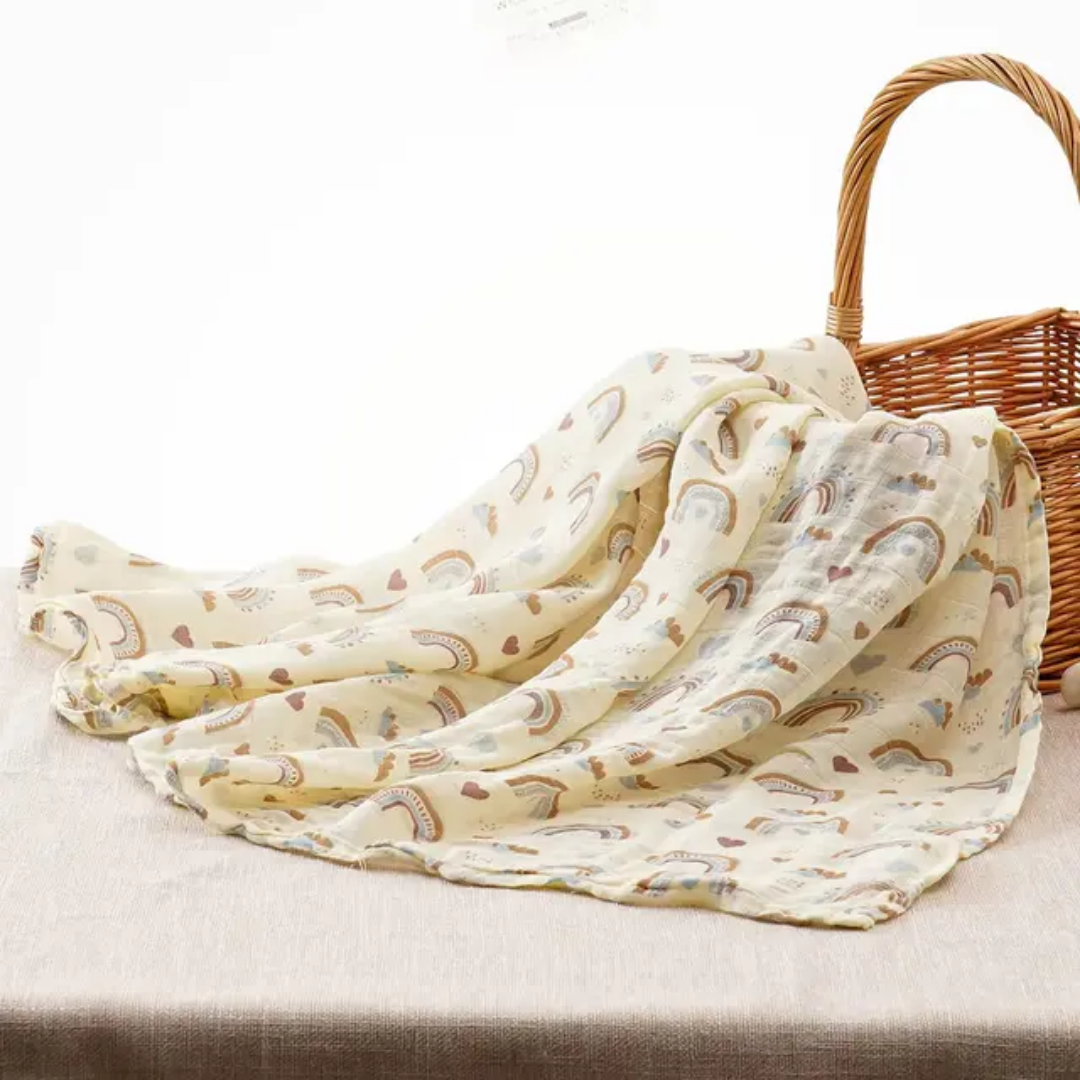 Muslin Swaddle Blanket - Rainbow Brown hues
