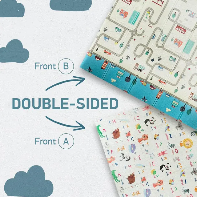 Foldable Double-Sided Non-Slip Playmat - Crescents + Shapes